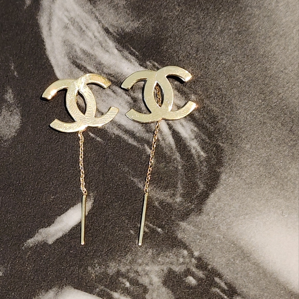 18k saudi gold chanel tictac earrings